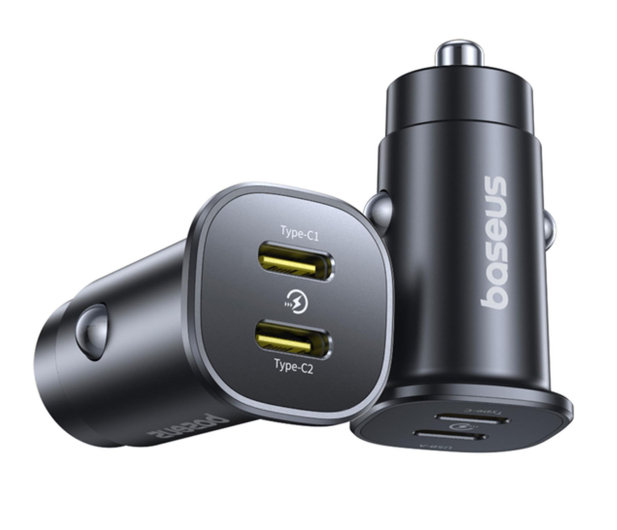 Baseus Ładowarka samochodowa GoTrip 2 x USB-C 30W - czarna - 1502171 - zdjęcie